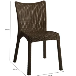 Garnero Arredamenti Sedia da giardino esterno bar dehors polipropilene effetto rattan scuro Rossana Marrone Online