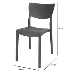 Garnero Arredamenti Sedia da giardino esterno bar dehors impilabile polipropilene grigio Tania Antracite