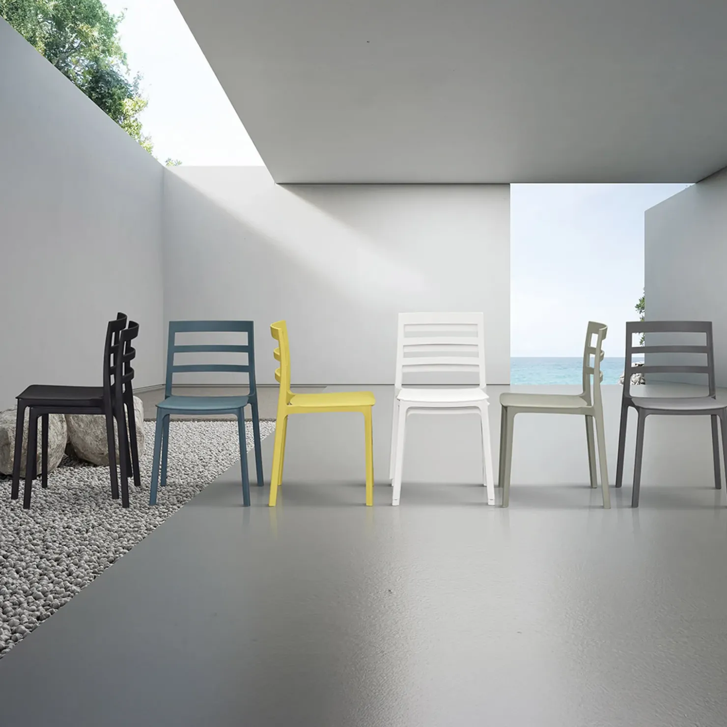 Garnero Arredamenti Sedia da giardino esterno bar dehors impilabile polipropilene Nature Nero Online