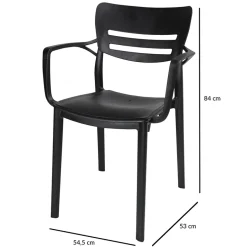 Garnero Arredamenti Sedia da giardino esterno bar dehors moderna in polipropilene con braccioli nera Gemma Online