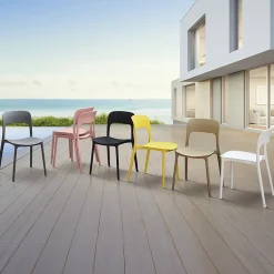 Garnero Arredamenti Sedia da giardino esterno bar dehors impilabile polipropilene Halyard Tortora Outlet