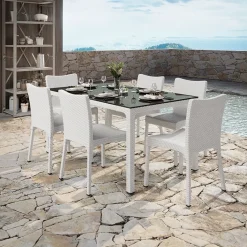 Garnero Arredamenti Sedia da giardino esterno bar dehors polipropilene effetto rattan Rossana Bianco Sale