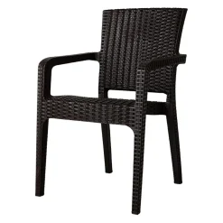 Garnero Arredamenti Sedia da giardino esterno bar dehors con braccioli polipropilene effetto rattan scuro Maddy Marrone Online