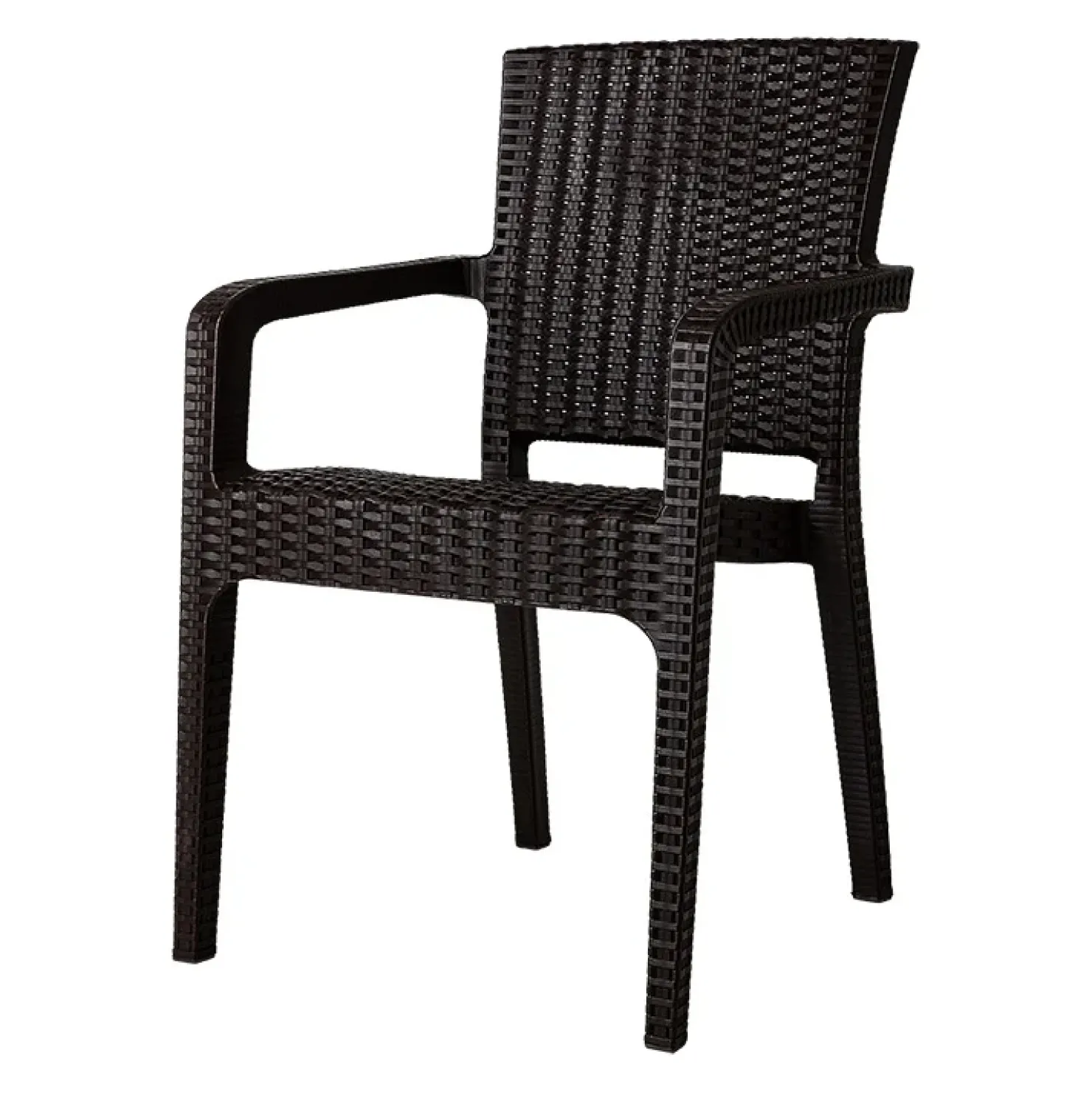 Garnero Arredamenti Sedia da giardino esterno bar dehors con braccioli polipropilene effetto rattan scuro Maddy Marrone Online