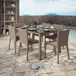 Garnero Arredamenti Sedia da giardino esterno bar dehors polipropilene effetto rattan Rossana Tortora