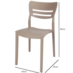 Garnero Arredamenti Sedia da giardino esterno bar dehors impilabile polipropilene Greta Tortora Hot