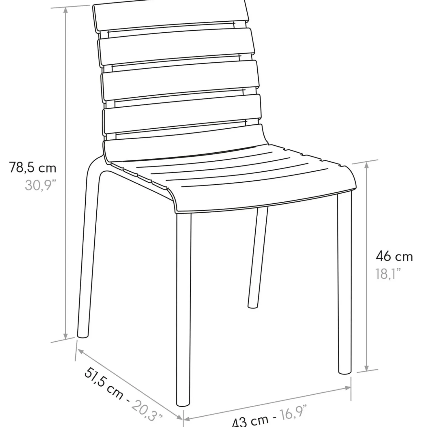 Garnero Arredamenti Sedia da giardino esterno bar dehors impilabile in polipropilene Cesca Grigio Discount