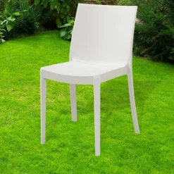 Garnero Arredamenti Sedia da giardino impilabile plastica Olbia Bianco Outlet