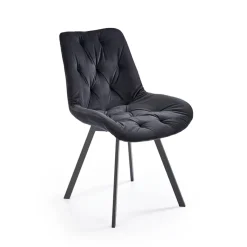 Garnero Arredamenti Sedia da pranzo imbottita in velluto Sango Nero New