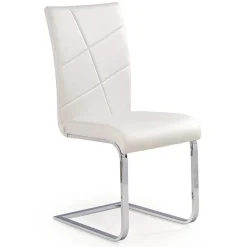 Garnero Arredamenti Sedia da pranzo imbottita a slitta in ecopelle bianco e acciaio cromato Diamante Outlet