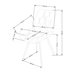 Garnero Arredamenti Sedia da pranzo imbottita in velluto scuro nero Sango Verde Best