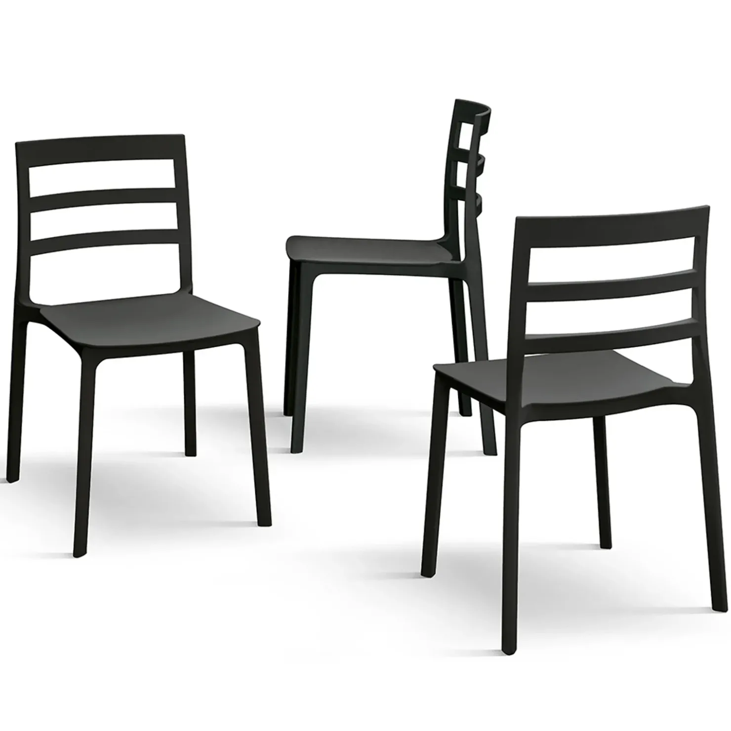 Garnero Arredamenti Sedia da pranzo impilabile moderna in polipropilene Nature Nero Best