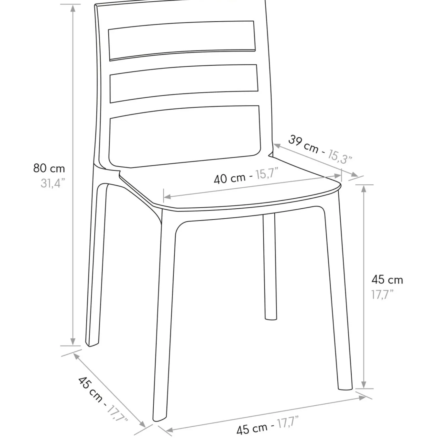 Garnero Arredamenti Sedia da pranzo impilabile moderna in polipropilene Nature Nero Best