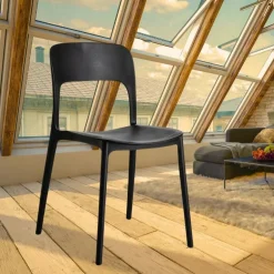 Garnero Arredamenti Sedia da pranzo impilabile moderna polipropilene nera Halyard Nero Hot