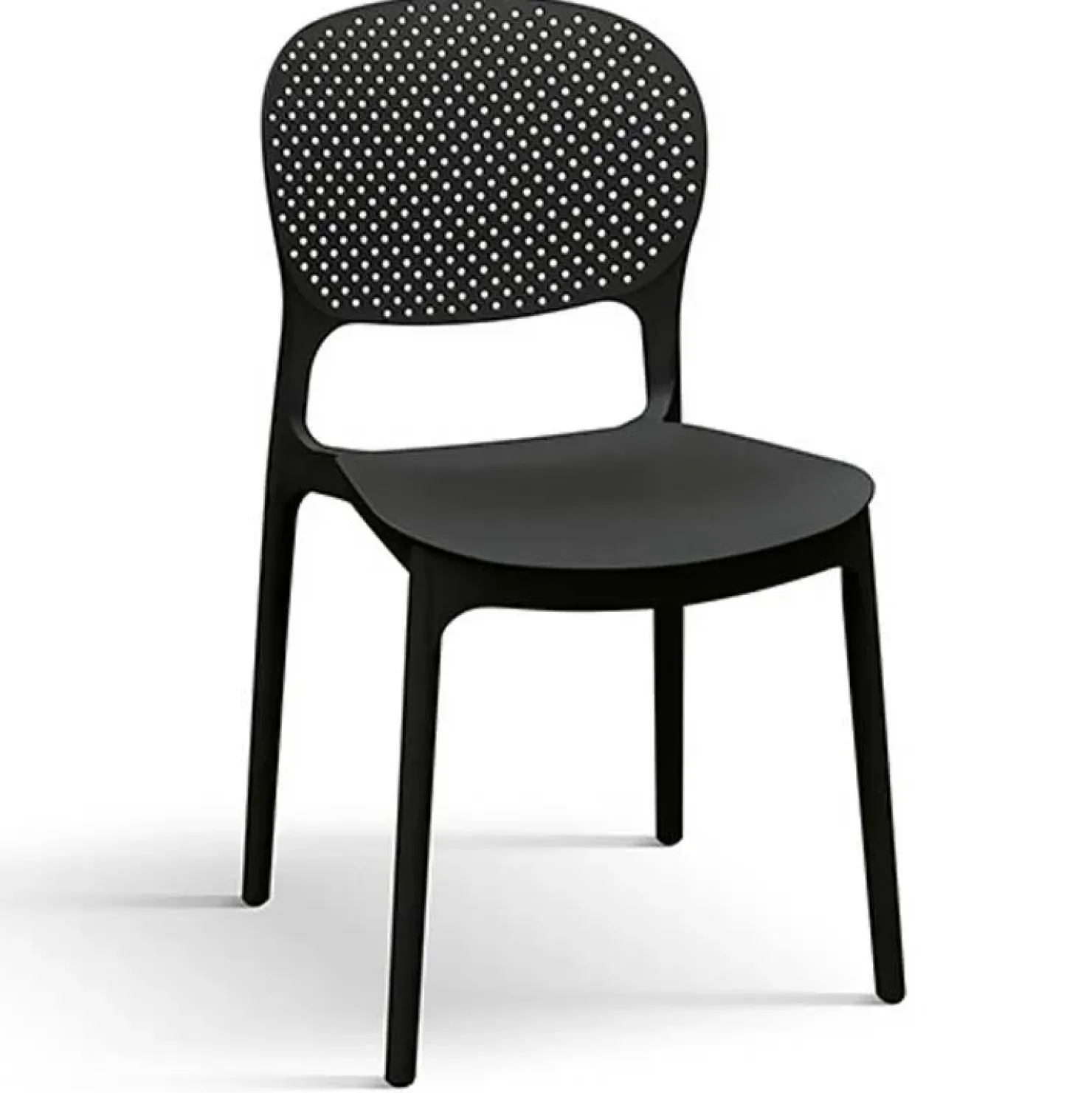 Garnero Arredamenti Sedia da pranzo impilabile moderna in polipropilene Elbow Nero Sale