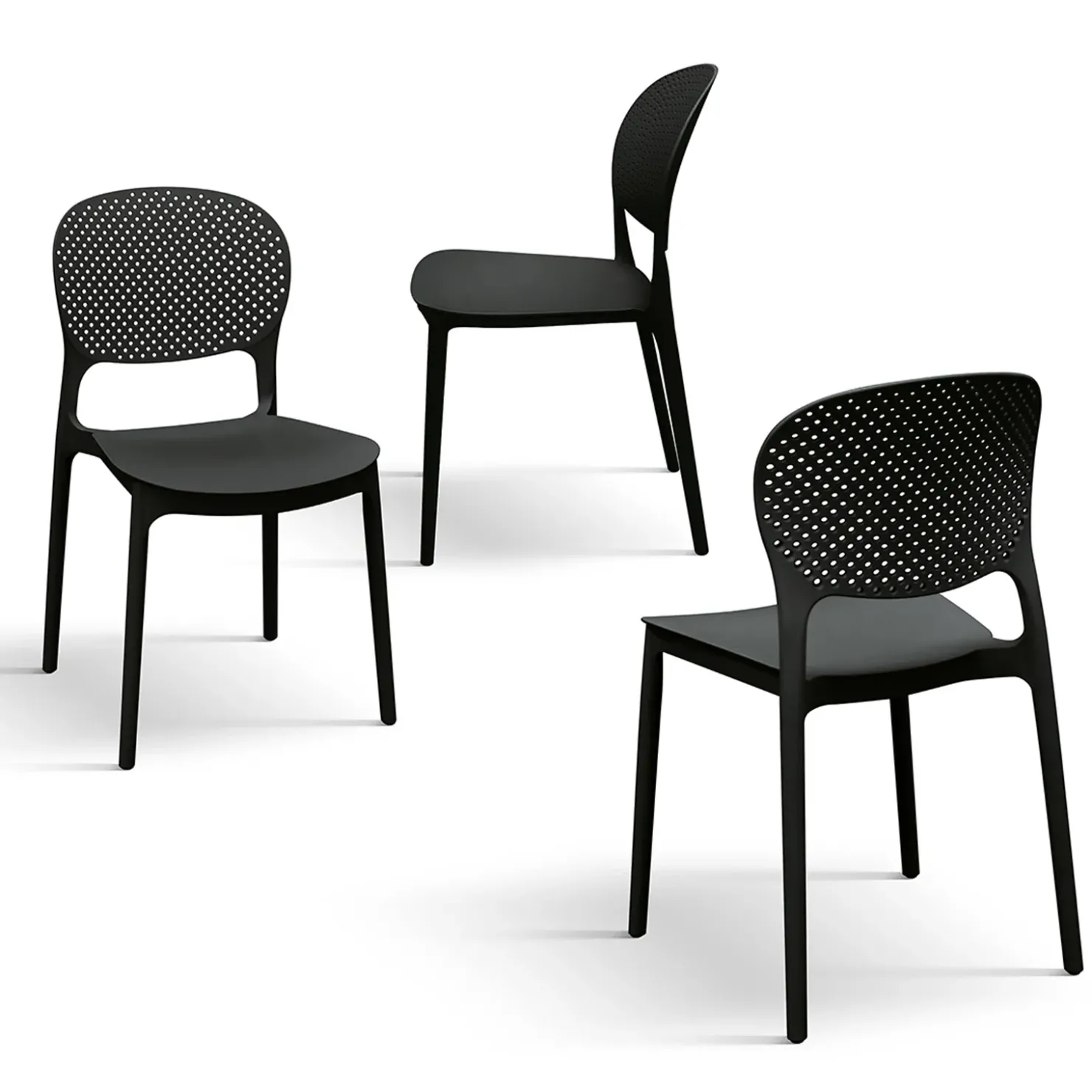 Garnero Arredamenti Sedia da pranzo impilabile moderna in polipropilene Elbow Nero Sale