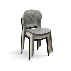 Garnero Arredamenti Sedia da pranzo impilabile moderna in polipropilene Elbow Nero Sale