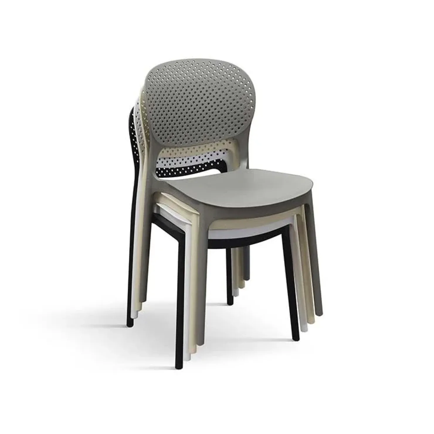 Garnero Arredamenti Sedia da pranzo impilabile moderna in polipropilene Elbow Nero Sale