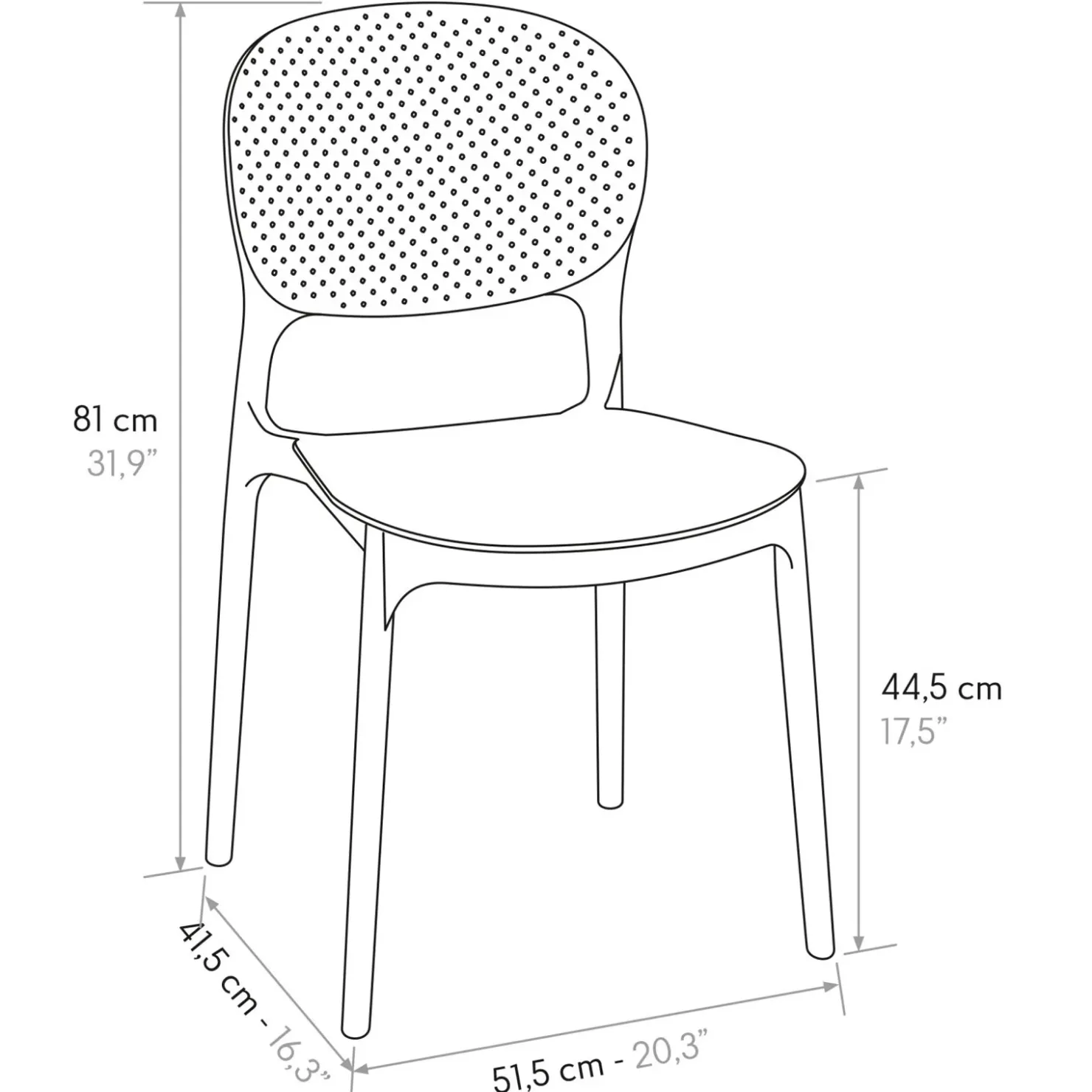 Garnero Arredamenti Sedia da pranzo impilabile moderna in polipropilene Elbow Nero Sale