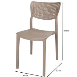 Garnero Arredamenti Sedia da pranzo impilabile schienale forato polipropilene Aura Tortora New