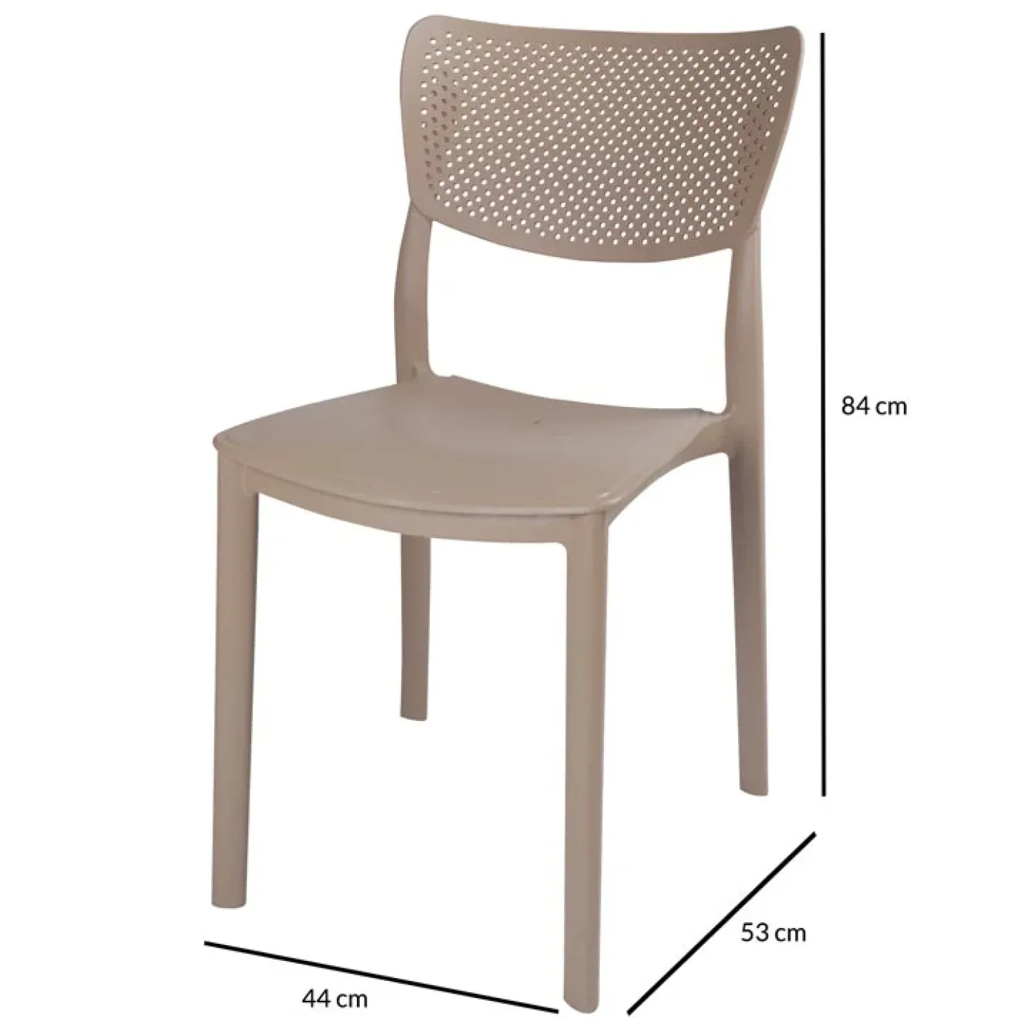 Garnero Arredamenti Sedia da pranzo impilabile schienale forato polipropilene Aura Tortora New