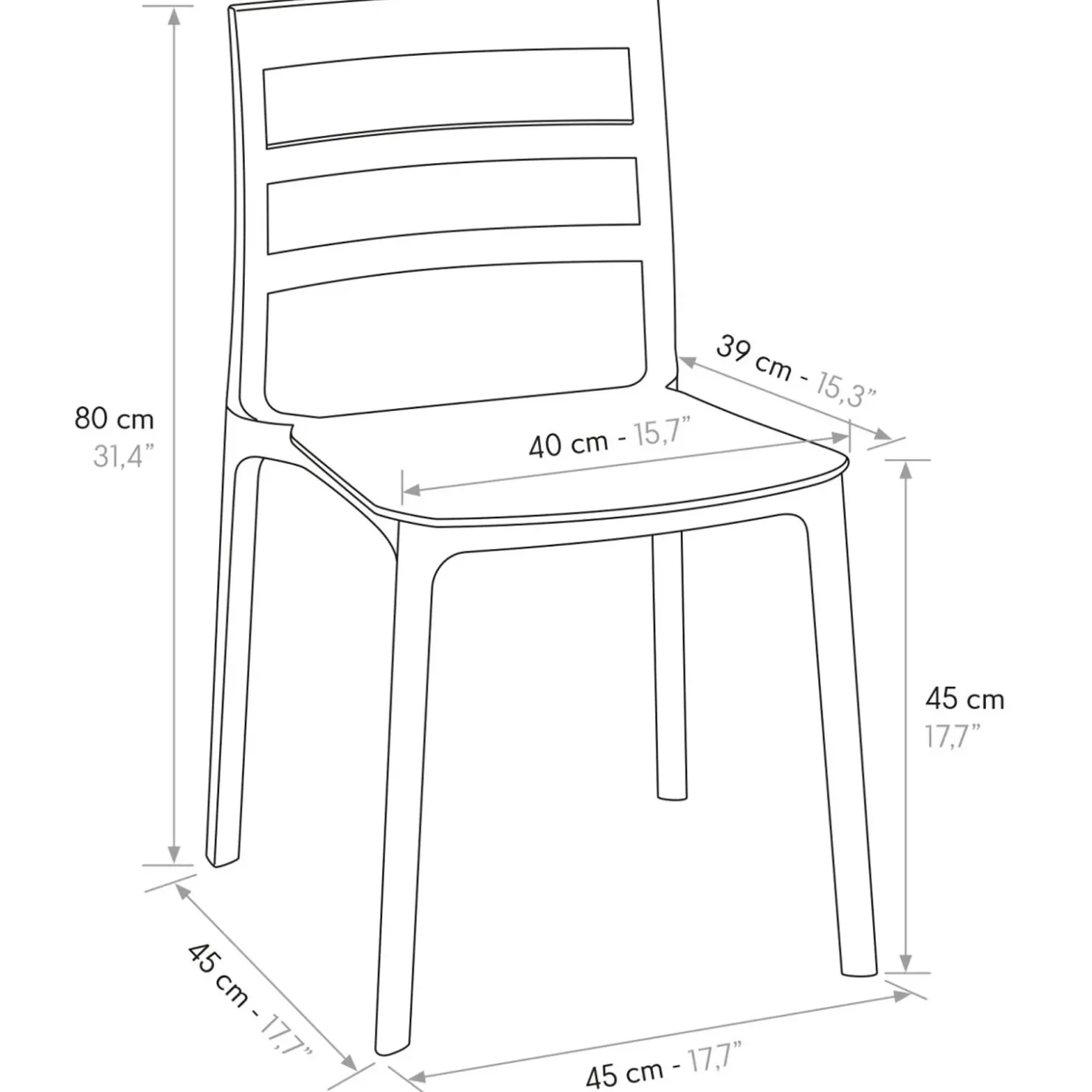Garnero Arredamenti Sedia da pranzo impilabile moderna in polipropilene Nature Bianco New