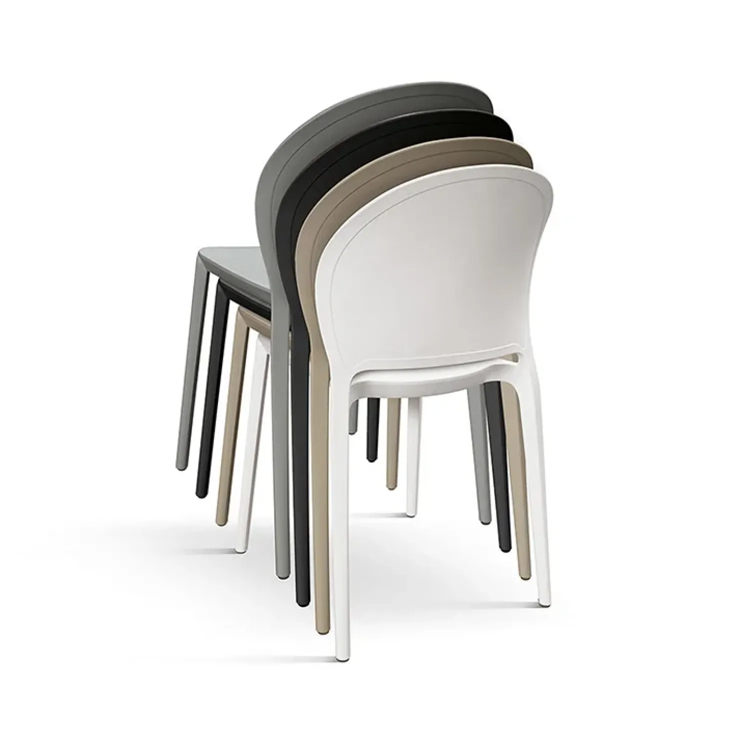 Garnero Arredamenti Sedia da pranzo impilabile moderna in polipropilene Pelican Tortora New