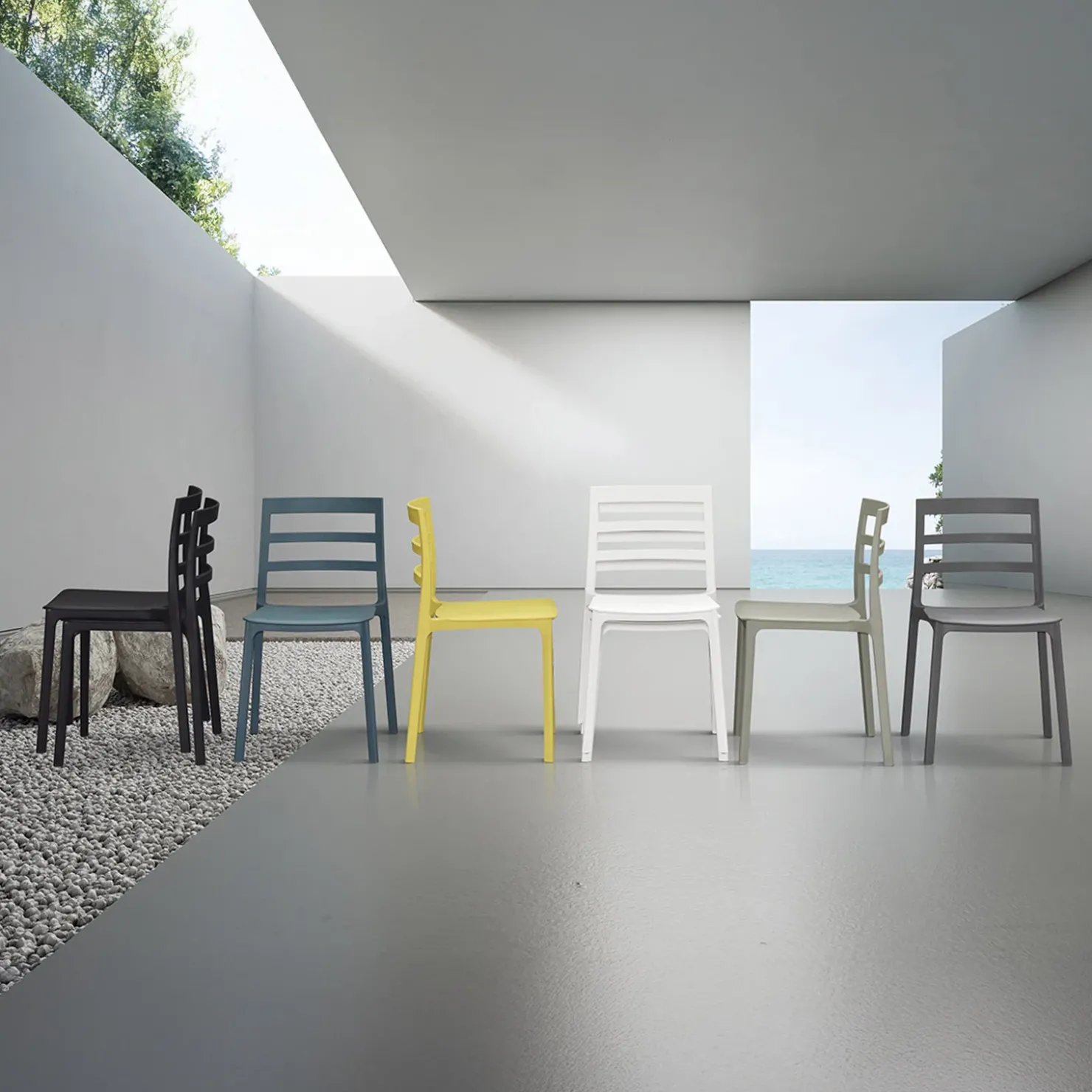 Garnero Arredamenti Sedia da pranzo impilabile moderna in polipropilene Nature Grigio Best