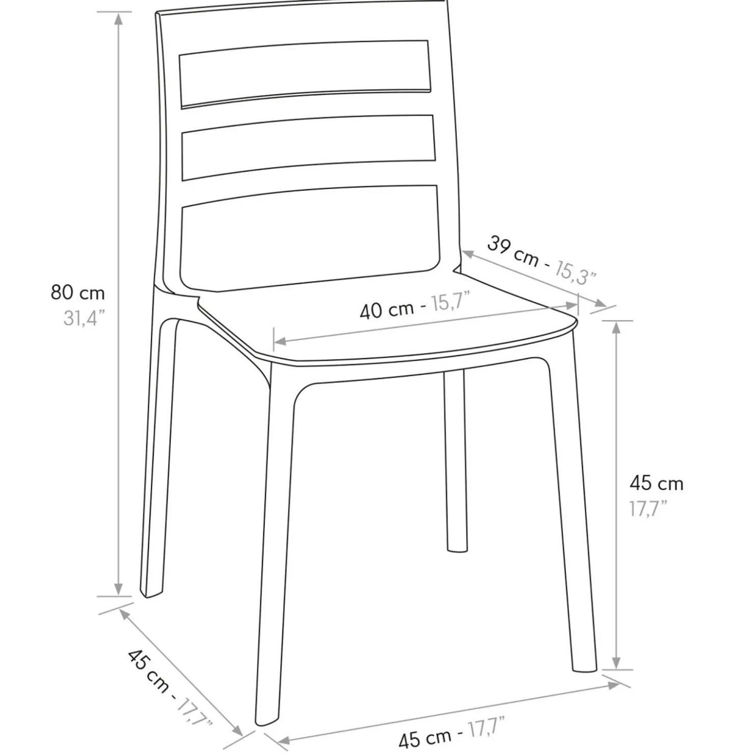 Garnero Arredamenti Sedia da pranzo impilabile moderna in polipropilene Nature Grigio Best