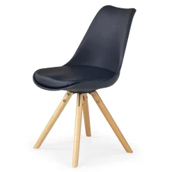 Garnero Arredamenti Sedia da pranzo in ecopelle design moderno gambe in legno rovere Nives Nero Online