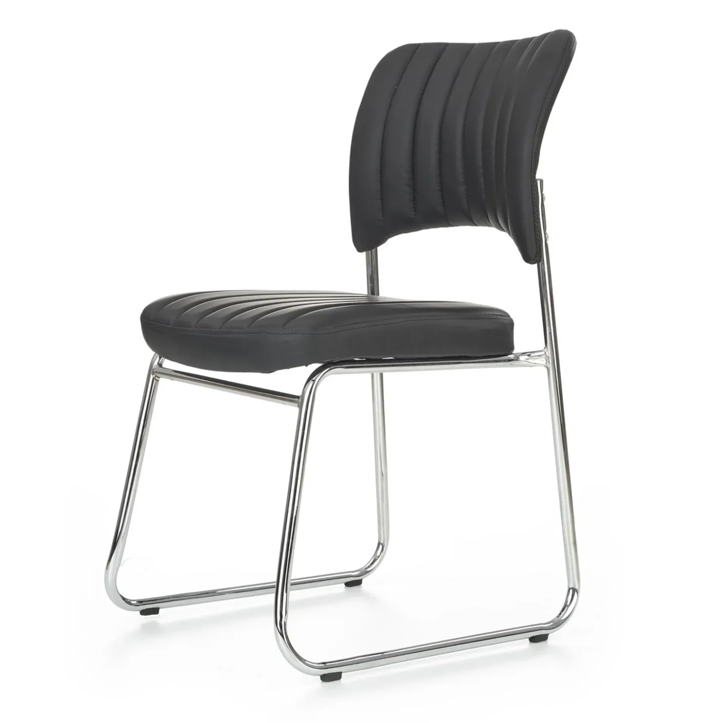 Garnero Arredamenti Sedia da pranzo in ecopelle nero acciaio Algeri