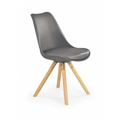 Garnero Arredamenti Sedia da pranzo in ecopelle design moderno gambe in legno rovere Nives Grigio Online