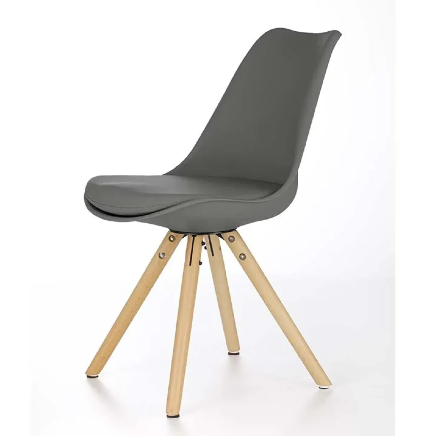 Garnero Arredamenti Sedia da pranzo in ecopelle design moderno gambe in legno rovere Nives Grigio Online