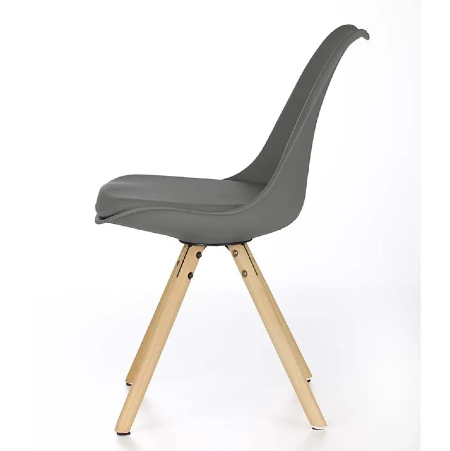 Garnero Arredamenti Sedia da pranzo in ecopelle design moderno gambe in legno rovere Nives Grigio Online