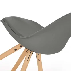 Garnero Arredamenti Sedia da pranzo in ecopelle design moderno gambe in legno rovere Nives Grigio Online