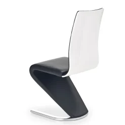 Garnero Arredamenti Sedia da pranzo moderna in ecopelle nero bianco gamba in acciaio Elina Online