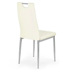 Garnero Arredamenti Sedia da pranzo moderna in ecopelle avorio con gambe in acciaio Ginevra Gihome® Bianco Sale