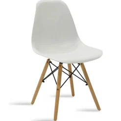 Garnero Arredamenti Sedia da pranzo stile scandinavo in polipropilene gambe legno Efesto Bianco Discount