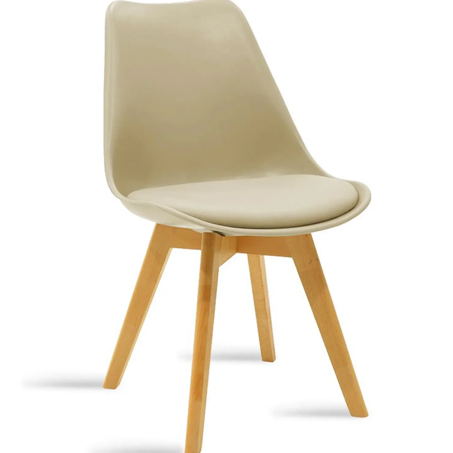 Garnero Arredamenti Sedia da pranzo stile scandinavo imbottita beige gambe legno Riccia Beige - Rovere Best