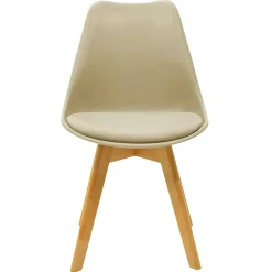 Garnero Arredamenti Sedia da pranzo stile scandinavo imbottita beige gambe legno Riccia Beige - Rovere Best