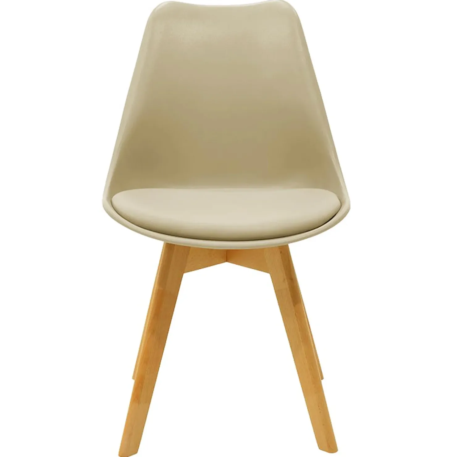 Garnero Arredamenti Sedia da pranzo stile scandinavo imbottita beige gambe legno Riccia Beige - Rovere Best