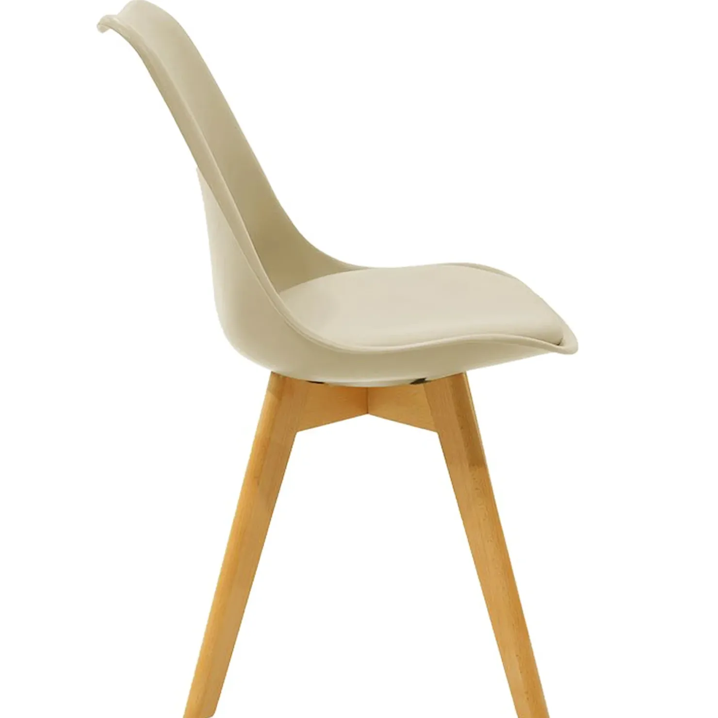 Garnero Arredamenti Sedia da pranzo stile scandinavo imbottita beige gambe legno Riccia Beige - Rovere Best