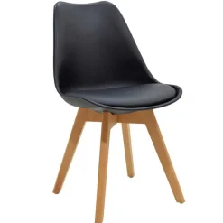 Garnero Arredamenti Sedia da pranzo stile scandinavo imbottita nero gambe legno Riccia Nero - Rovere New