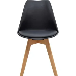 Garnero Arredamenti Sedia da pranzo stile scandinavo imbottita nero gambe legno Riccia Nero - Rovere New