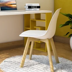 Garnero Arredamenti Sedia da pranzo stile scandinavo imbottita bianca gambe legno Riccia Bianco - Rovere Outlet