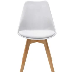 Garnero Arredamenti Sedia da pranzo stile scandinavo imbottita bianca gambe legno Riccia Bianco - Rovere Outlet
