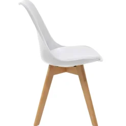 Garnero Arredamenti Sedia da pranzo stile scandinavo imbottita bianca gambe legno Riccia Bianco - Rovere Outlet