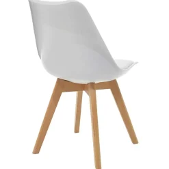 Garnero Arredamenti Sedia da pranzo stile scandinavo imbottita bianca gambe legno Riccia Bianco - Rovere Outlet