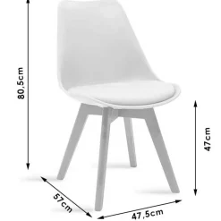 Garnero Arredamenti Sedia da pranzo stile scandinavo imbottita bianca gambe legno Riccia Bianco - Rovere Outlet