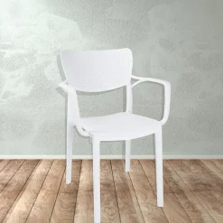 Garnero Arredamenti Sedia da soggiorno esterno bar dehors polipropilene con braccioli bianco Alba Sale